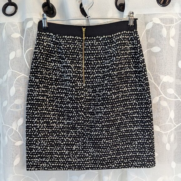 Kate Spade Black/White Tweed Fully Lines Mini Skirt, Size 2 - Picture 3 of 6